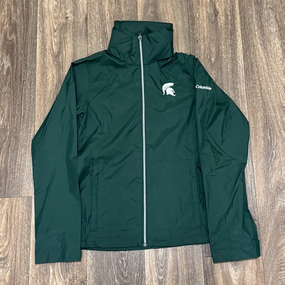 Columbia Rain Jacket Women's Small Green Collegiate Switchback Michigan State